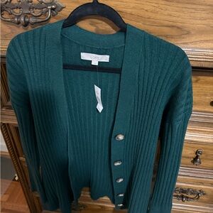 LOFT Green Sweater Cardigan